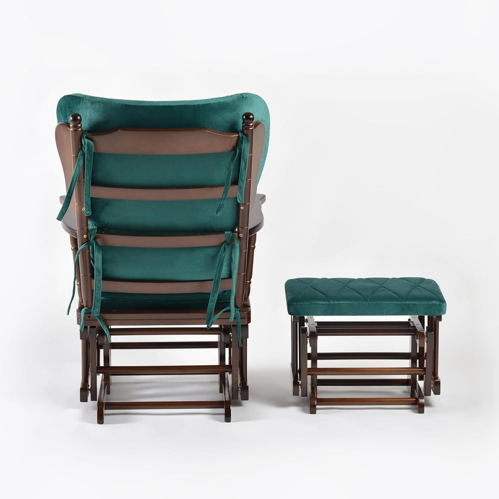 Comfort Deluxe Glider Chair and Ottoman Set (Green)