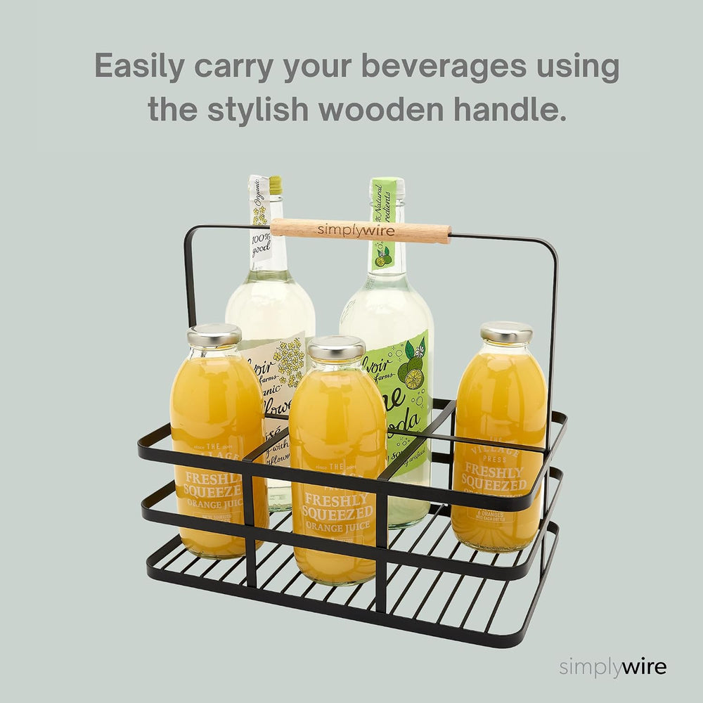 simplywire - Retro 6 Unit Milk Bottle Holder - (or Wine) - Flat Wire