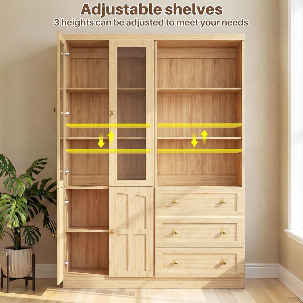 Cyclysio Farmhouse Kitchen Pantry Cabinets - 80" Tall Wood Kitchen Stora...