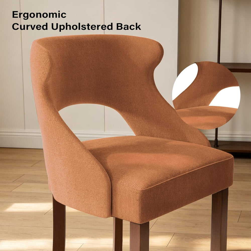 Wooden Dining Chairs Set of 4,Mid Century Modern Fabric Upholstered Dining Ro...