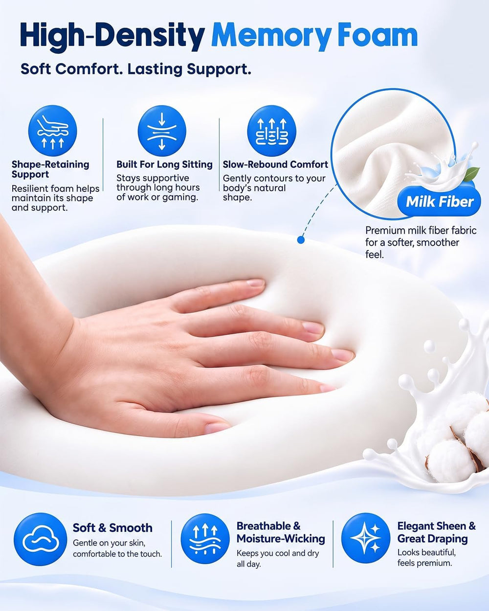 Seat Cushion with Back Support,Memory Foam Ergonomic Seat Cushion.