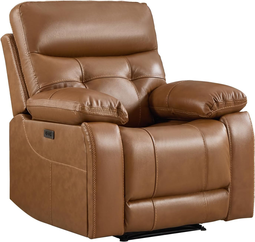 CANMOV Genuine Leather Recliner Chair, Power Single Reclining Sofa with Comfo...