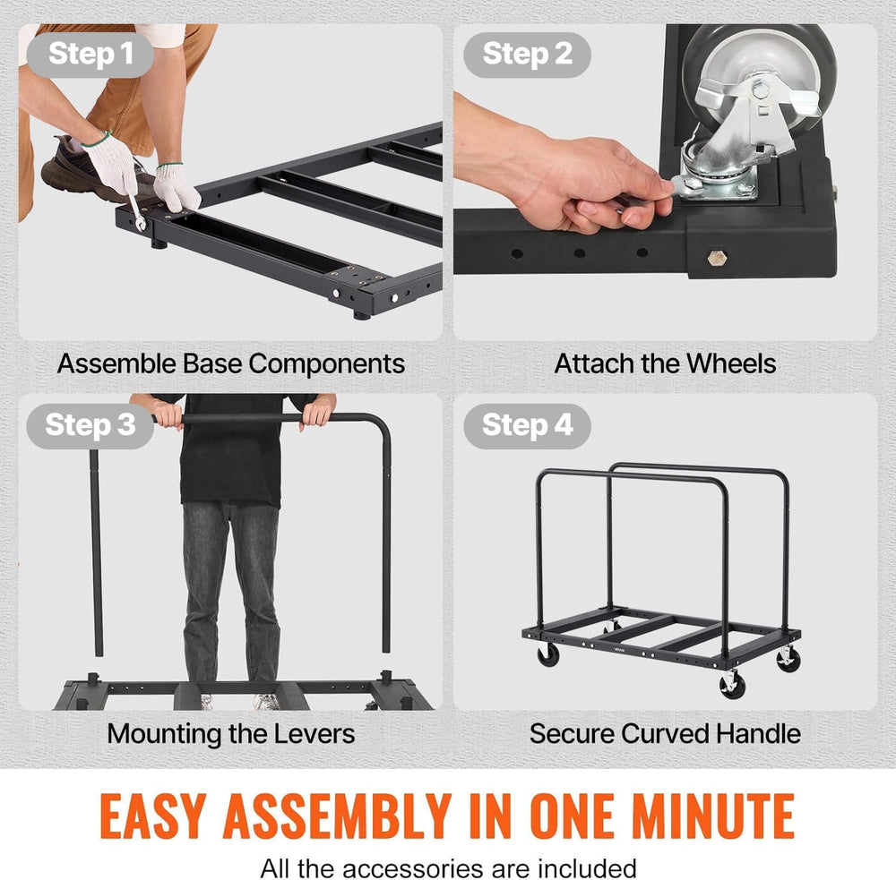 VEVOR Folding Table Cart, 1800 LBS Heavy Duty Table Trolley with 5" Swiv...