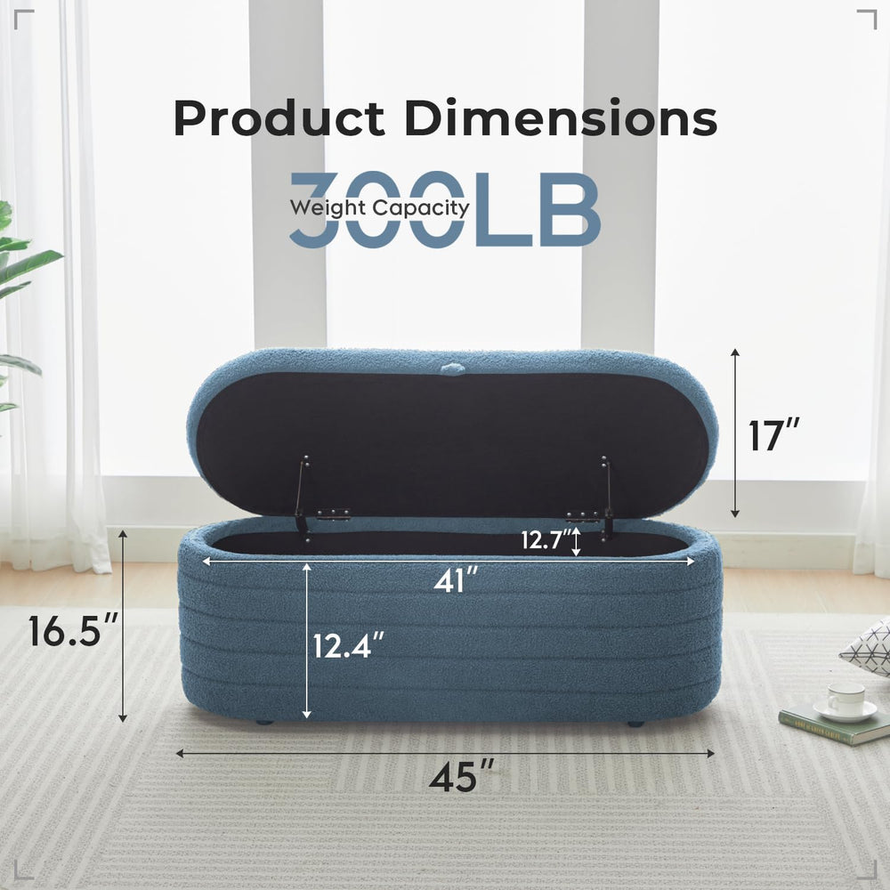 Storage Ottoman Bench End of Bed for Bedroom,45 inch Boucle Upholstered Entry...
