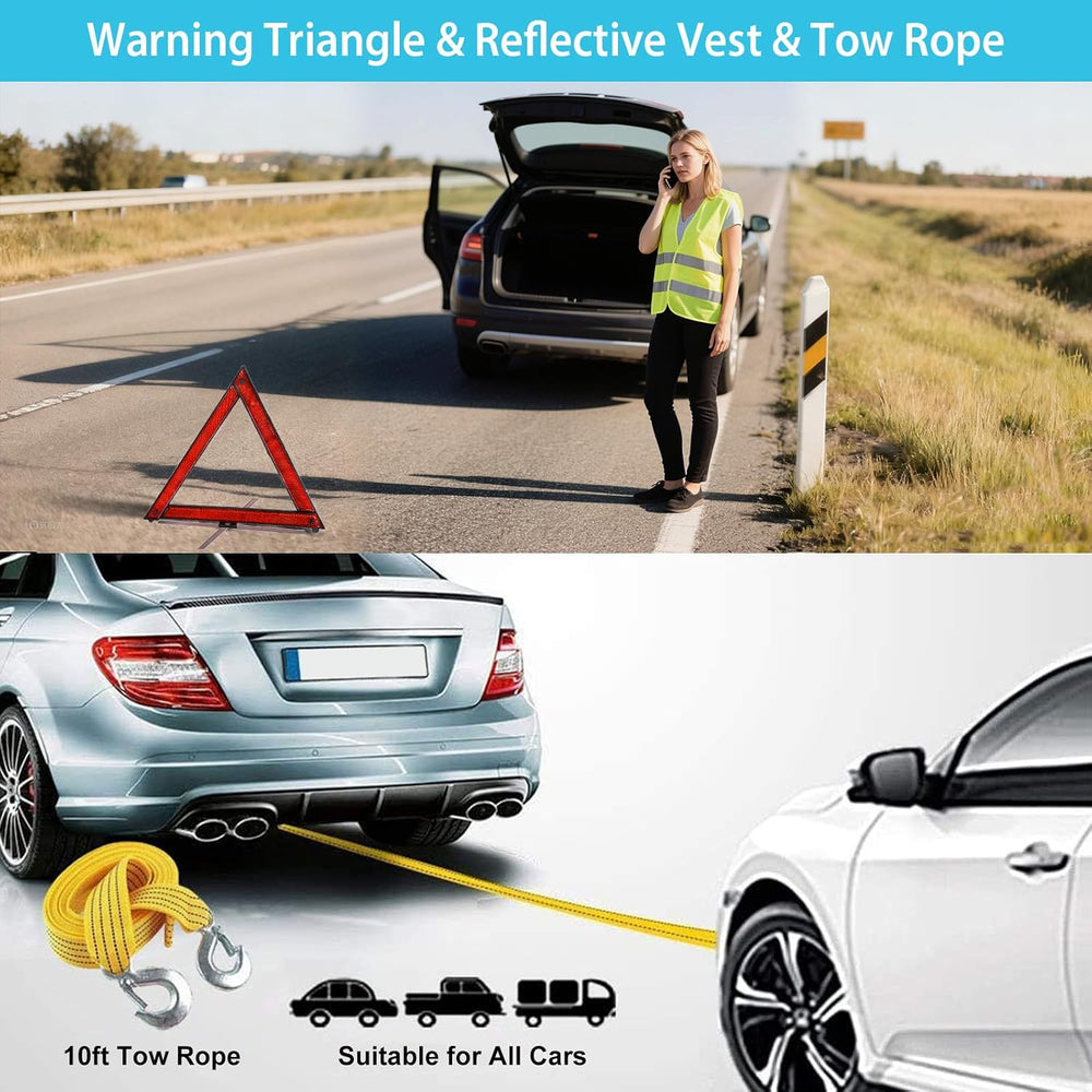 Car Emergency Roadside Tool kit,Road Side Safety Assistance Kit for Women Men...