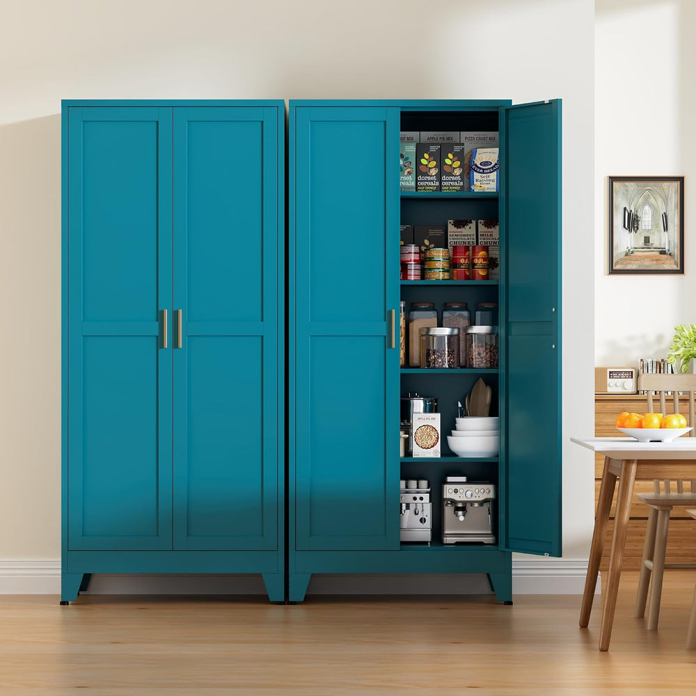 71” Tall Metal Kitchen Pantry Cabinet, Kitchen Storage Cabinets, Steel Cupboa...