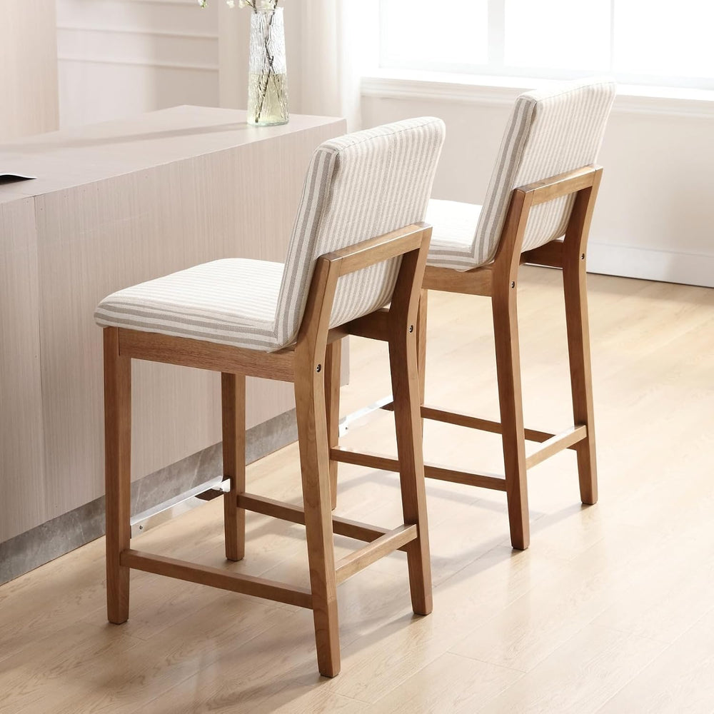 chairus 26" Modern Counter Height Bar Stools Set of 2, Farmhouse Linen U...