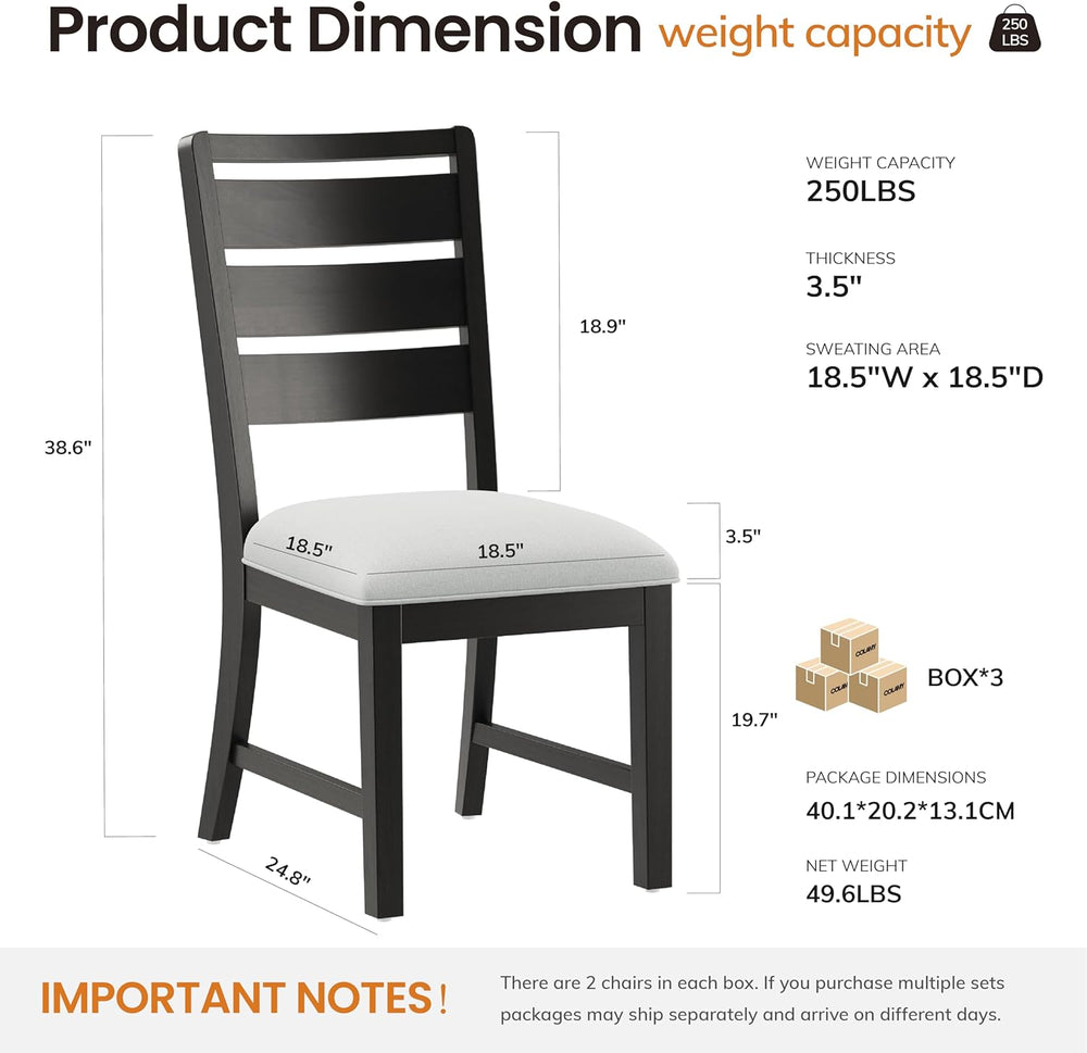 COLAMY Wooden Dining Chairs Set of 6, Farmhouse Upholstered Dining Room Chair...