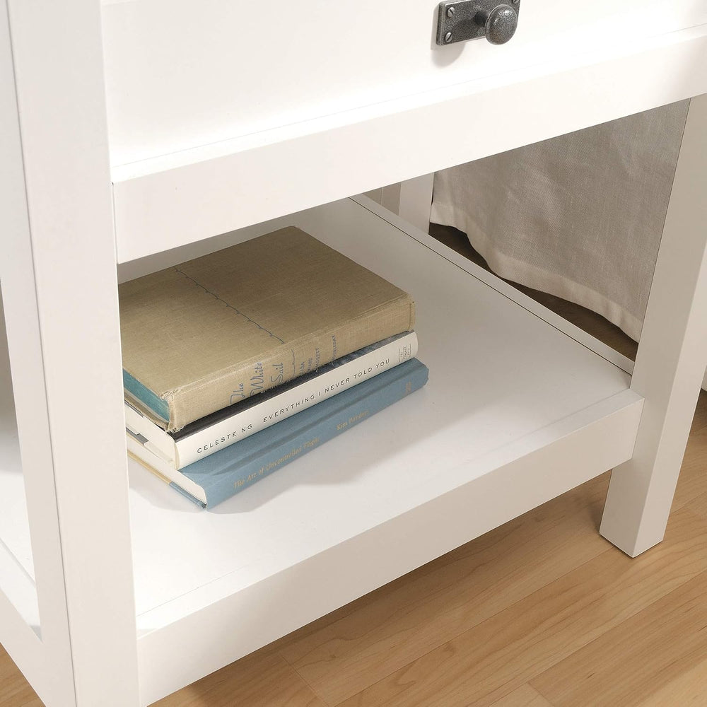 Sauder Cottage Road Nightstand, Farmhouse Style, Soft White with Oak Top