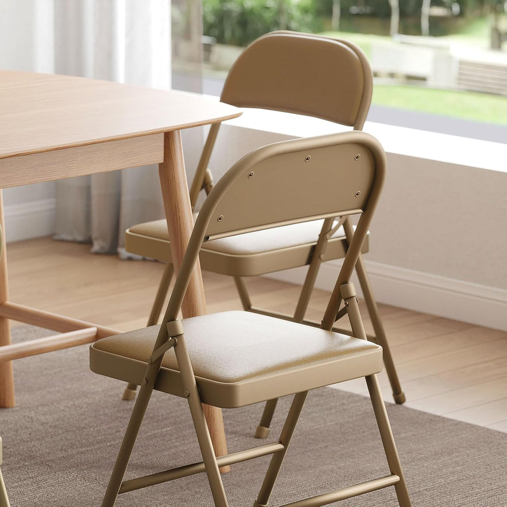 Nazhura Folding Chairs with Padded Vinyl Cushion Chairs with Comfortable Cush...