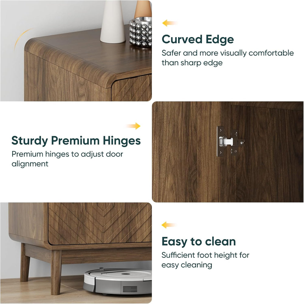 Kiasthome Walnut 2-Door Sideboard Buffet Cabinet with Storage | Adjustable Sh...