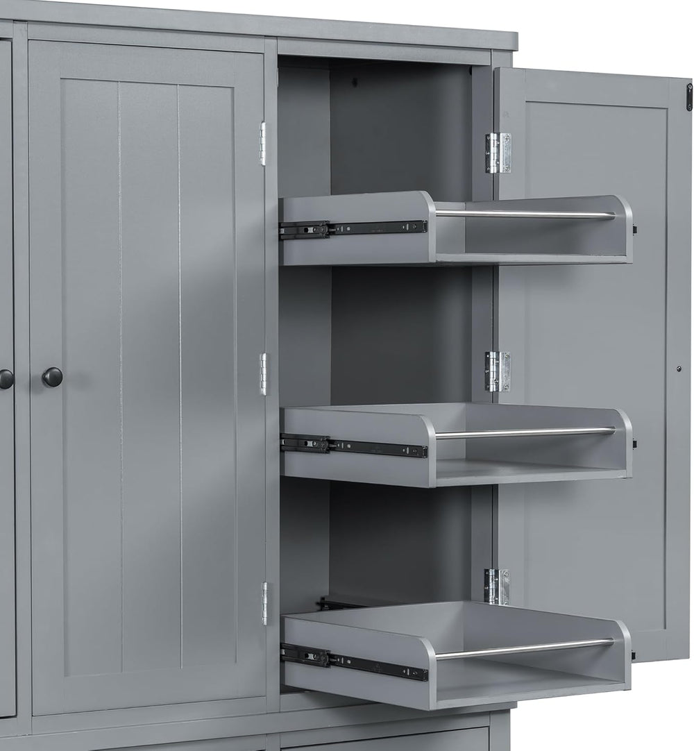 Merax 74.8'' Tall Kitchen Pantry Storage Cabinet with 6 Doors, 3 Draw...
