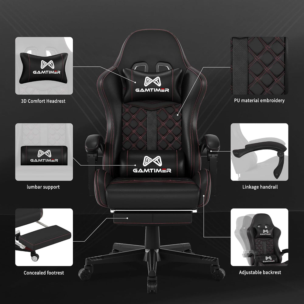 Gamtimer Gaming Chair, 400 LB Weight Capacity,with Pocket Spring Cushion | Er...