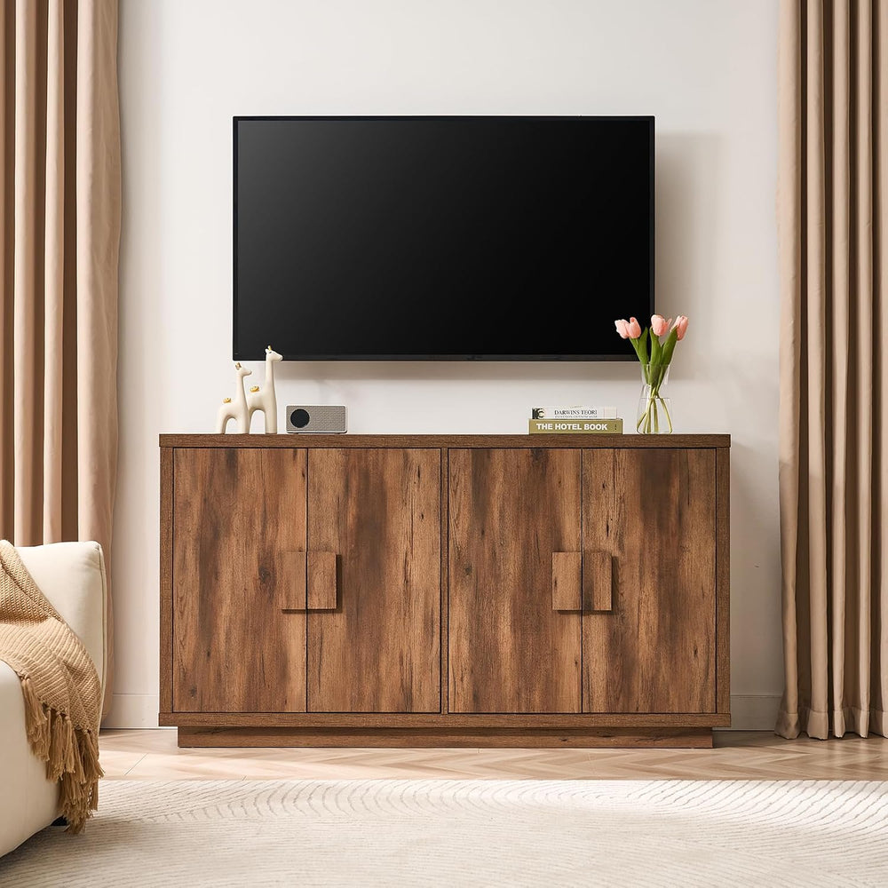 63" Sideboard Buffet Cabinet, Wooden Kitchen Coffee Bar, Brown