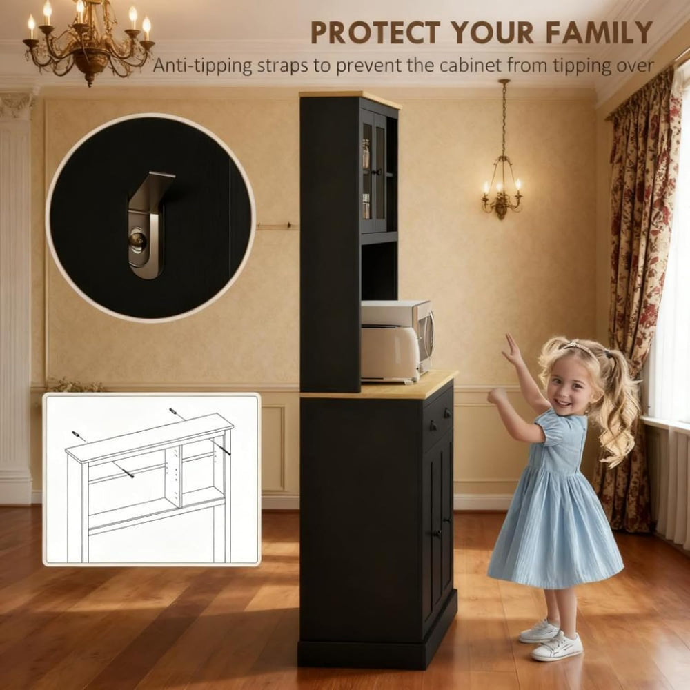 Kitchen Pantry Cabinet Tall Food Pantries w/Drawers&Adjustable Shelves fo...