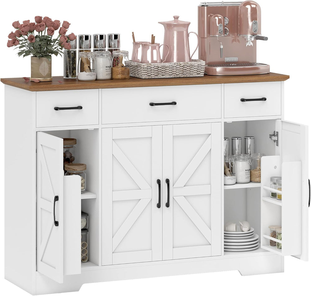 HOMCOM 47" Sideboard Buffet Cabinet, Farmhouse Credenza with Soft-Close ...