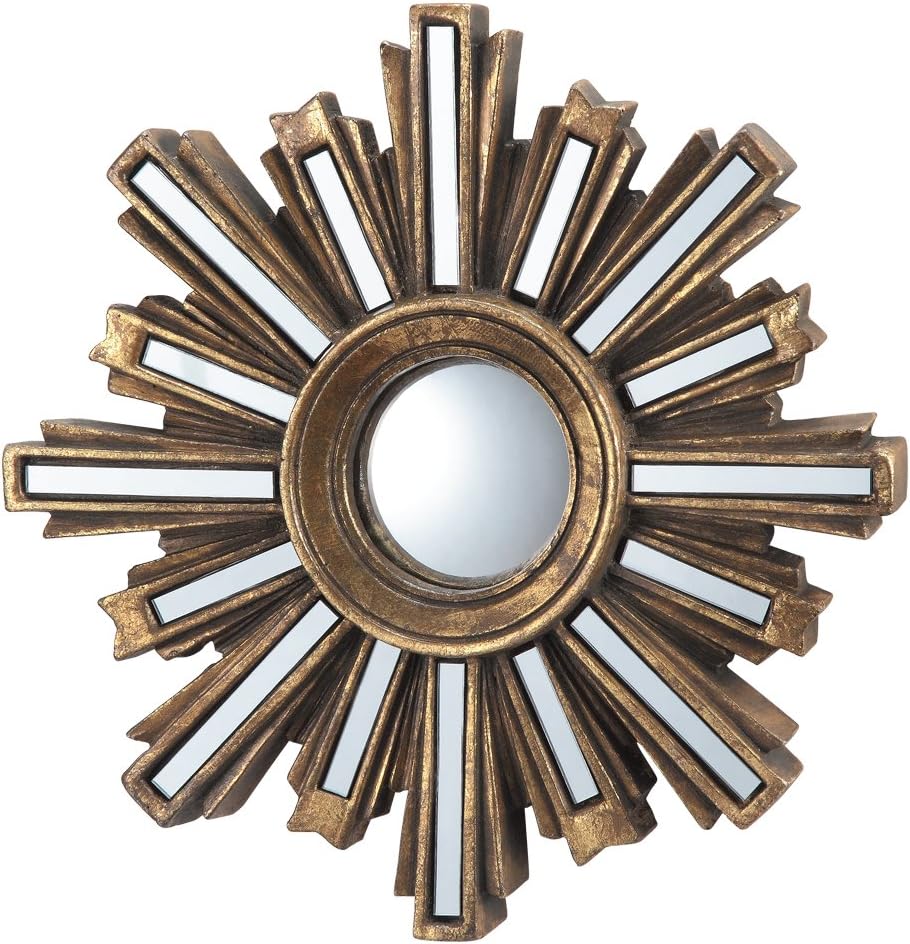SPI Small Gold Deco Sunburst Convex Wall Mirror