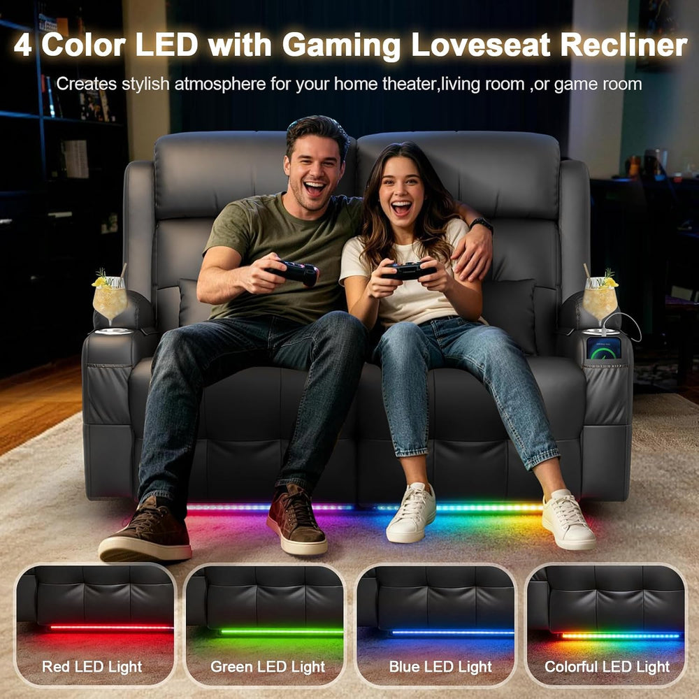 Power Reclining Loveseat with Massage & Heat,Wall Hugger Loveseat Recline...