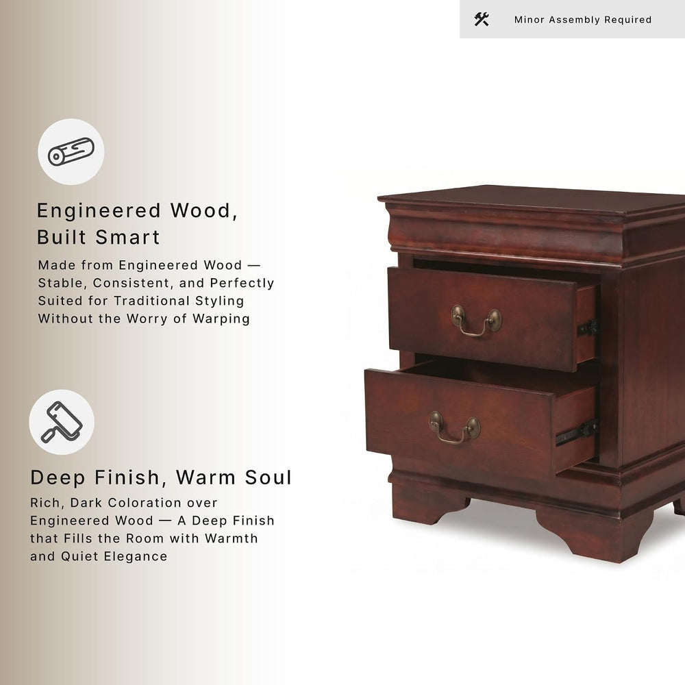 Signature Design by Ashley Alisdair 2 Drawer Nightstand, Reddish Brown | 21.6...