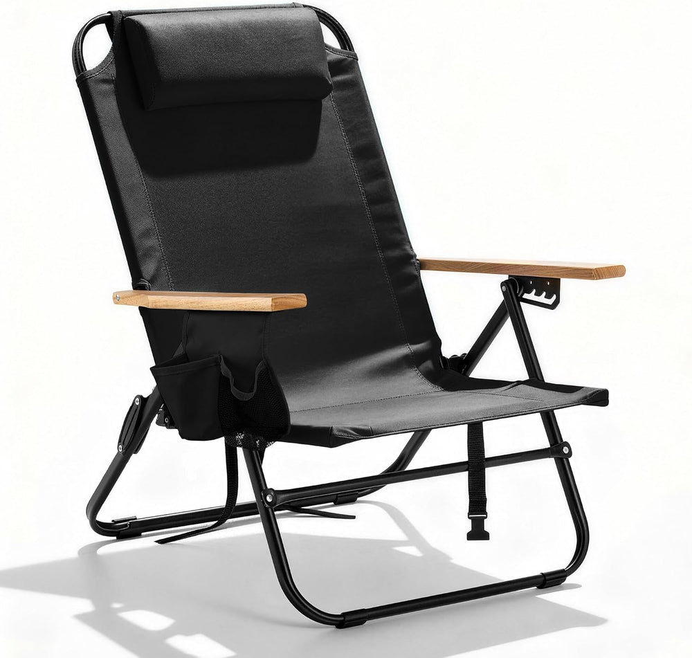 Premium Portable Camping Chair 5-Position Recliner Beach Folding Lightweight ...