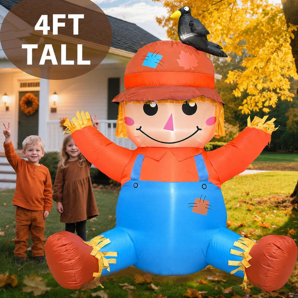 4FT Fall Thanksgiving Inflatables Outdoor Decorations with Built-in LEDs