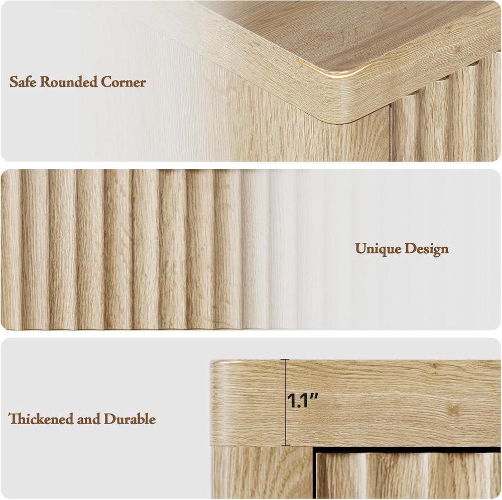 23" Wide Fluted Nightstands Set of 2, Bedroom End Table