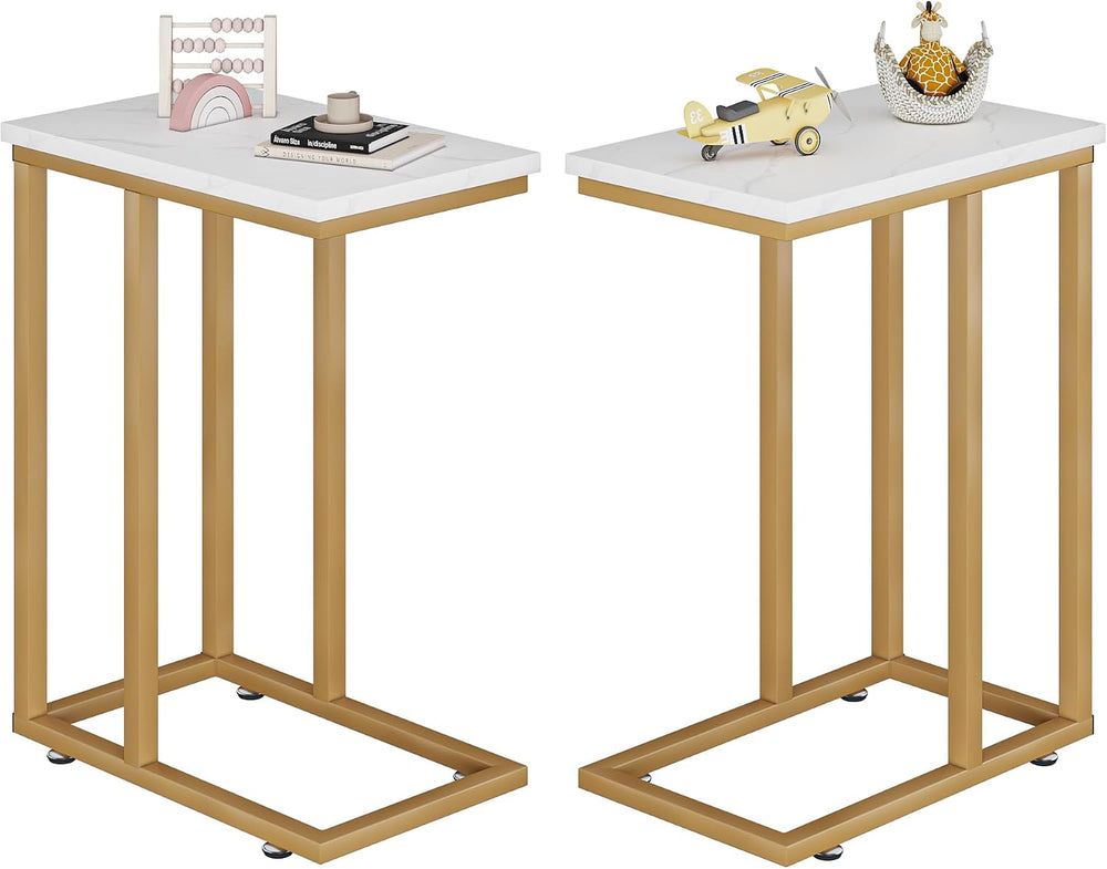 VECELO Universal C-Shaped Side Table, Multi-Functional Snack & TV Tray fo...