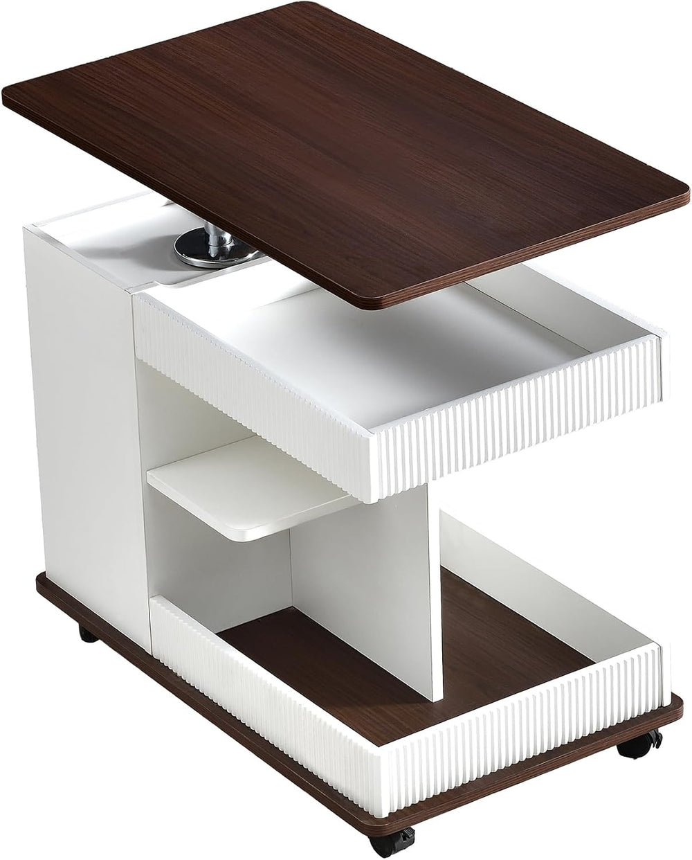 Adjustable Lift Top End Table with Wheels, Modern Multifunctional Sofa Side T...