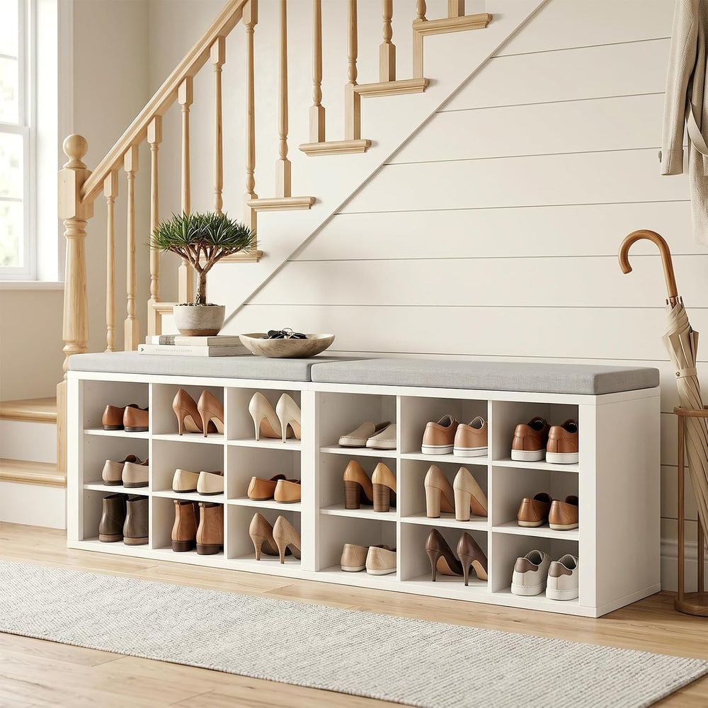 AMONIDA Shoe Storage Bench with Cushion, Entryway Bench with Shoe Storage,18 ...