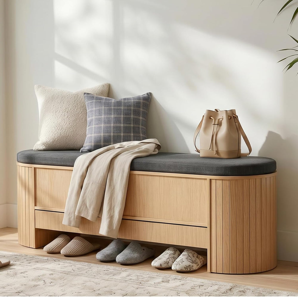 Gyfimoie Shoe Storage Bench with Cushion, Sturdy Entryway Bench Supports 300 ...