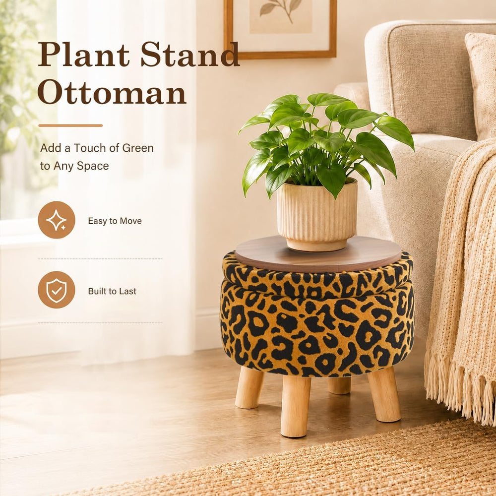 Wimarsbon Storage Ottoman, Modern Round Footrest with Soft Padded Seat, Patte...