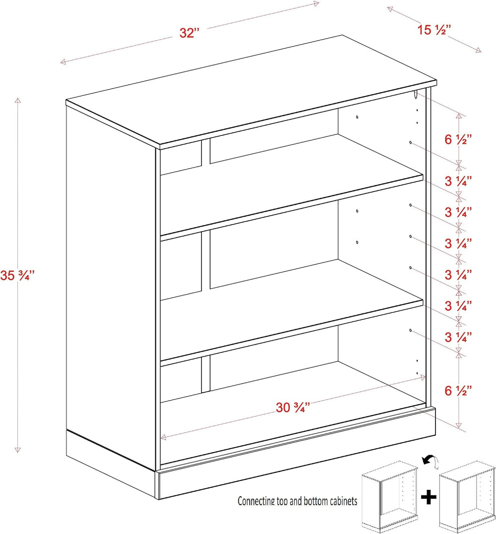 Palace Imports 100% Solid Wood Kitchen Pantry w/ 4 Glass Doors, White, 32&quo...