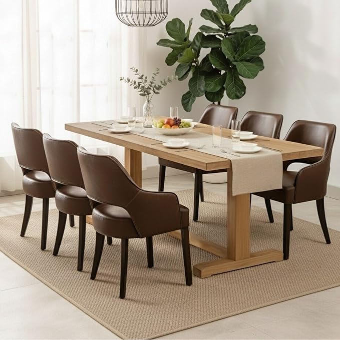 PU Leather Dining Chairs Set of 6 Upholstered Farmhouse Kitchen Chair Side Ch...