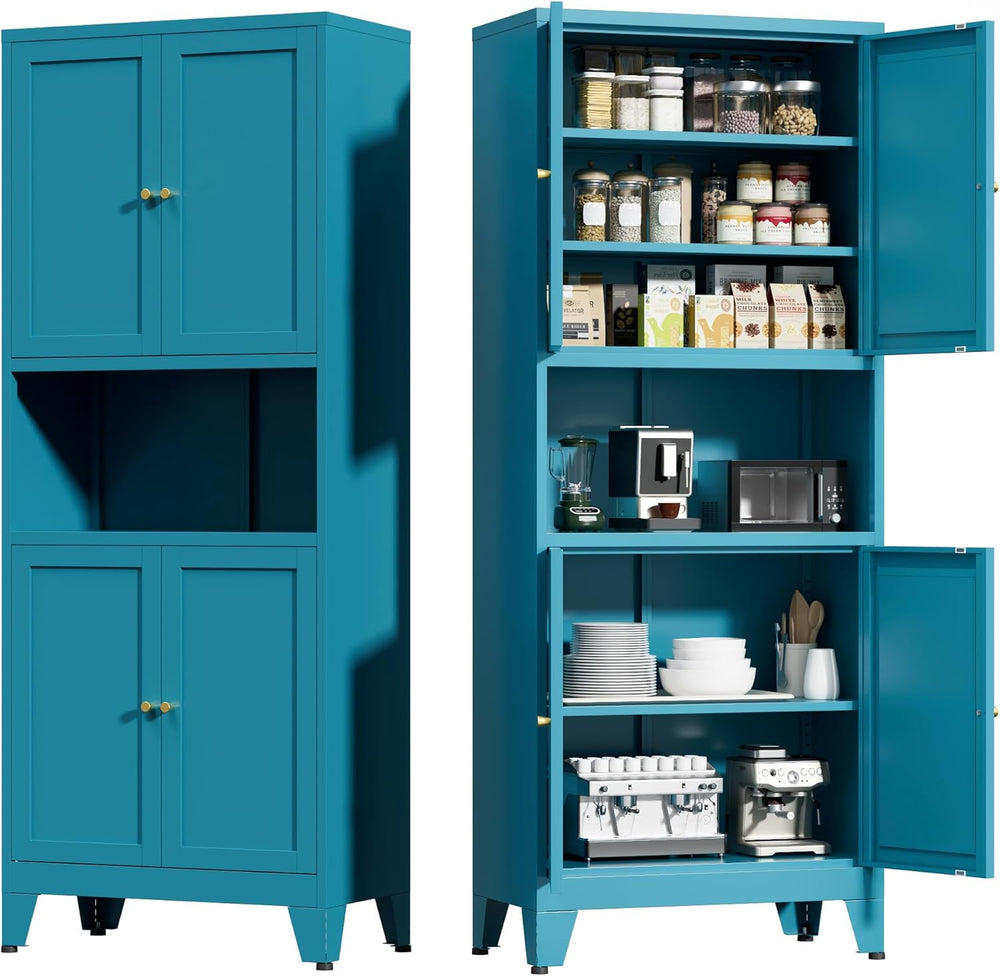 COFaR 69" Tall Modern Kitchen Pantry,Metal Storage Cabinet with Adjustab...
