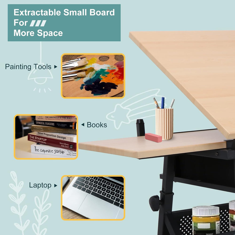ZENY Drafting Table Art Desk Drawing Table Height Adjustable Artist Table wit...