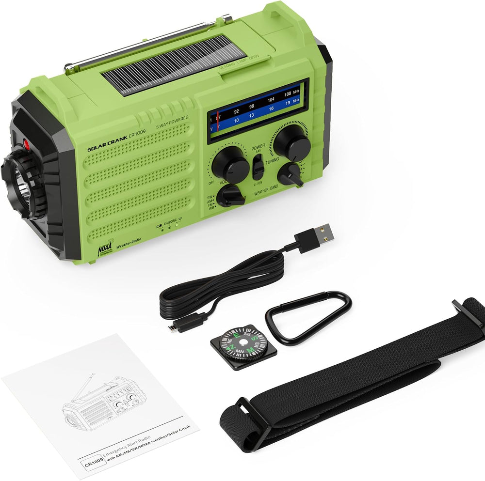 NOAA Weather Radio, Hand Crank Emergency Radio Solar Battery Operated AM FM