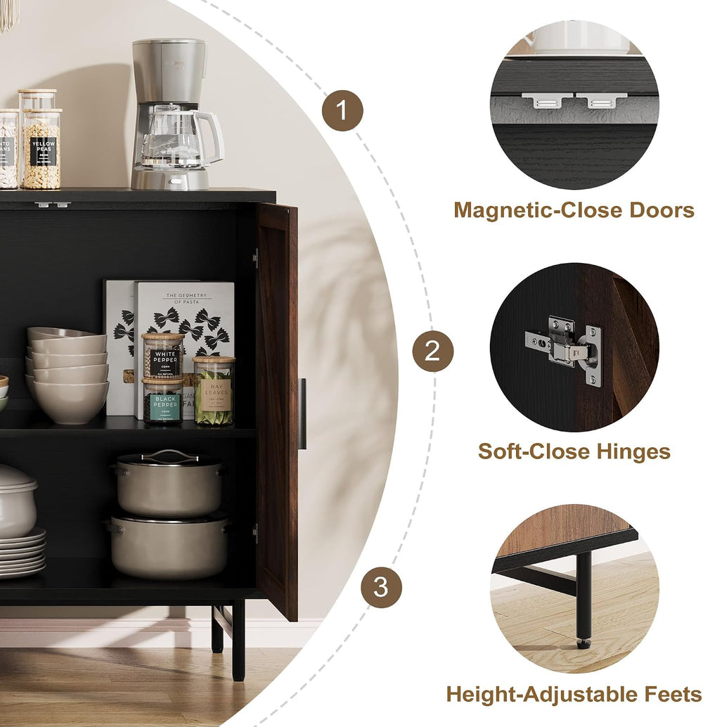 Sideboard Buffet Cabinet with Storage, Kitchen Storage Cabinet with Adjustabl...