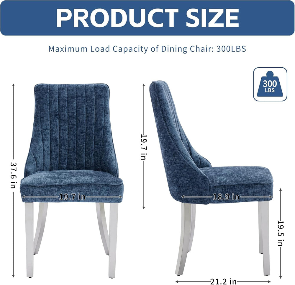 Shenyon Blue Dining Chairs Set of 6,Chenille Fabric Upholstered Dining Chairs...