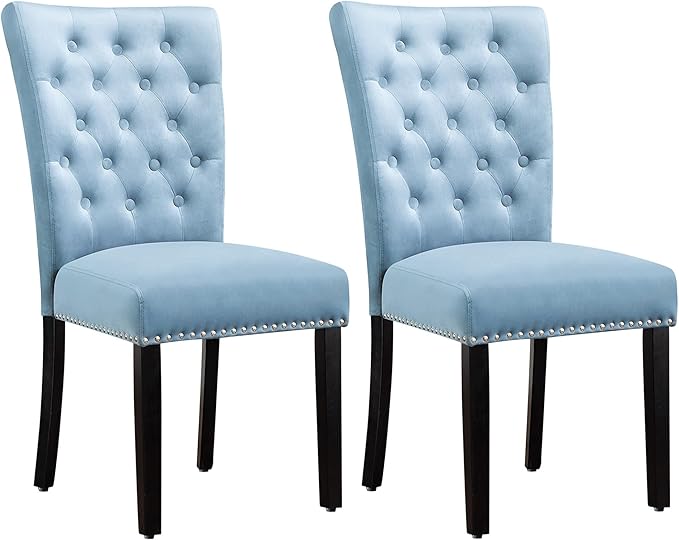 Velvet Dining Kitchen Chair Set of 2, Parsons Upholstered Dining Room Chair, ...
