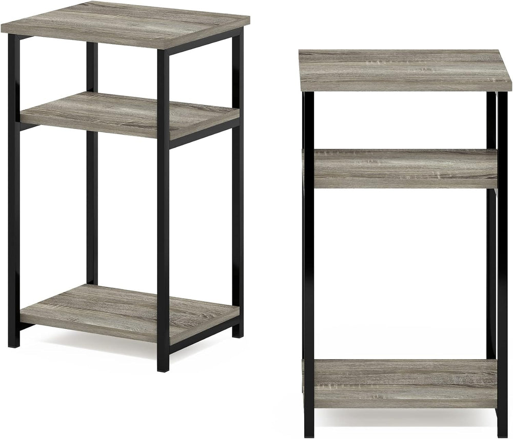 Furinno JUST 3-Tier Telephone Table Set of 2, Modern Metal Frame Side Table w...