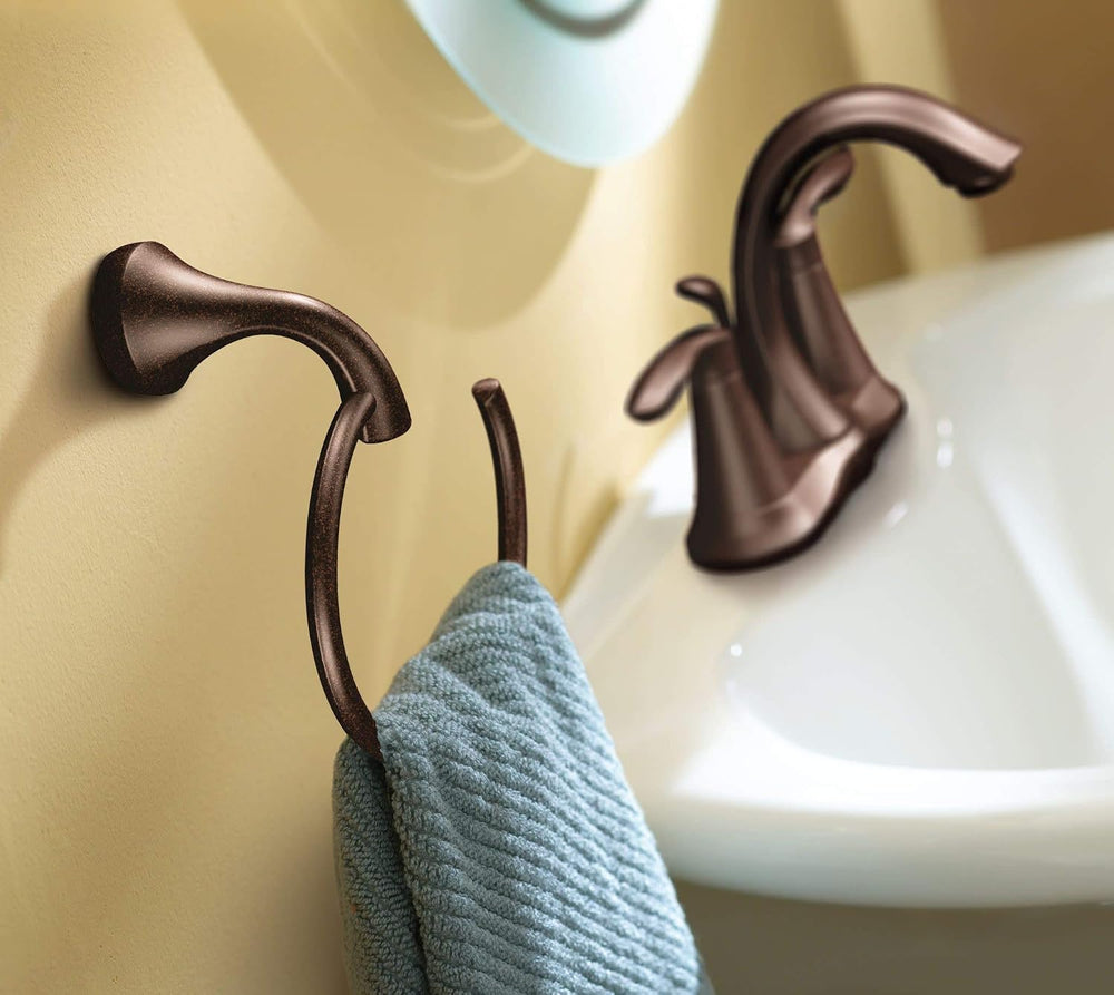 Moen YB2886BN Eva Bathroom Towel Ring, Brushed Nickel with Moen YB2803BN Eva ...