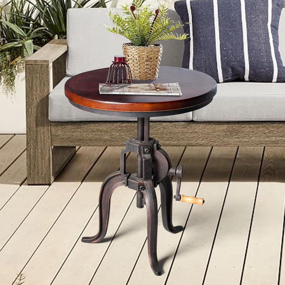 Topower Industrial Retro Side Table Antique Mechanic Crank Height Ajustable B...