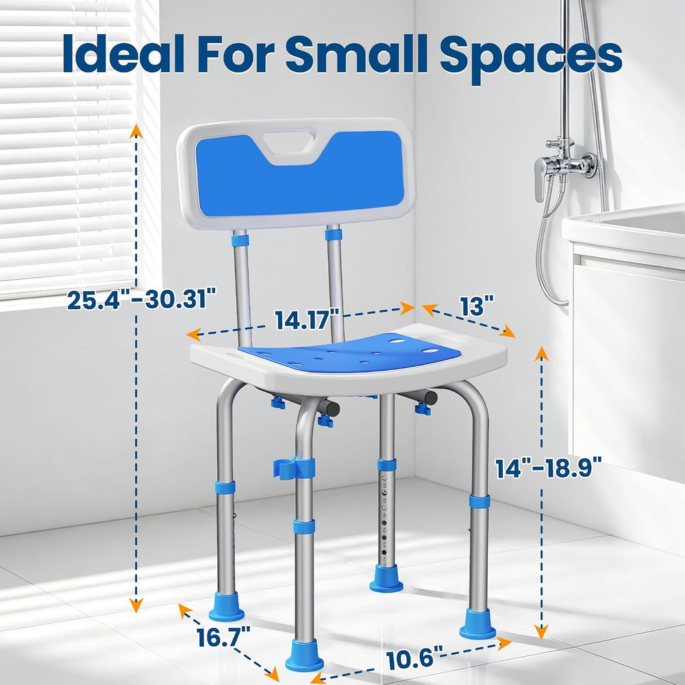Shower Chair for Inside Shower, 400 lbs Adjustable Chair with Back