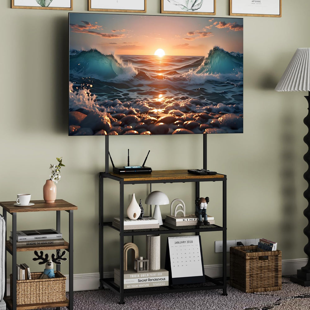23 Inch to 50 Inch Floor Small Corner TV Stand with Storage Shelves for Livin...