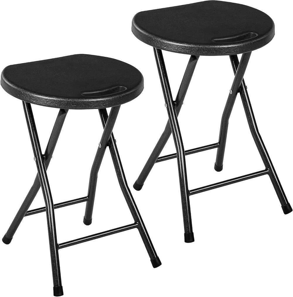 VECELO Folding Stool 2-Pack, 18" HDPE Foldable Stool with Iron X-Frame, ...