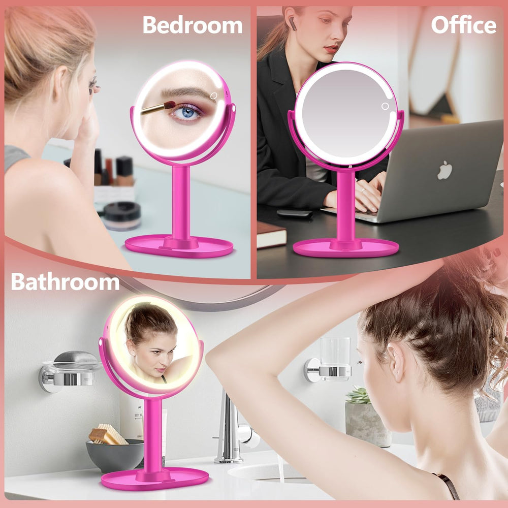 MIYADIVA Makeup Mirror with Lights, 20X Magnifying Mirror with Light and Touc...