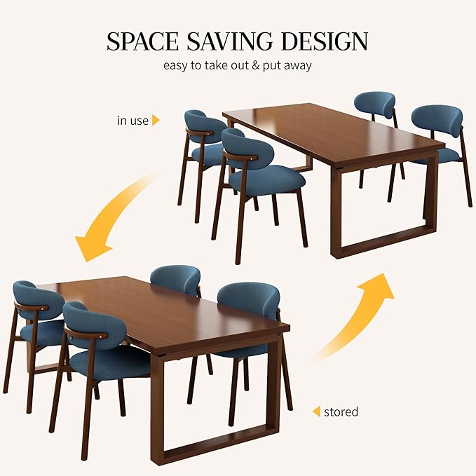 Kitchen Dining Chairs Set of 6 Modern Soft Linen Farmhouse Dining Room Chair,...