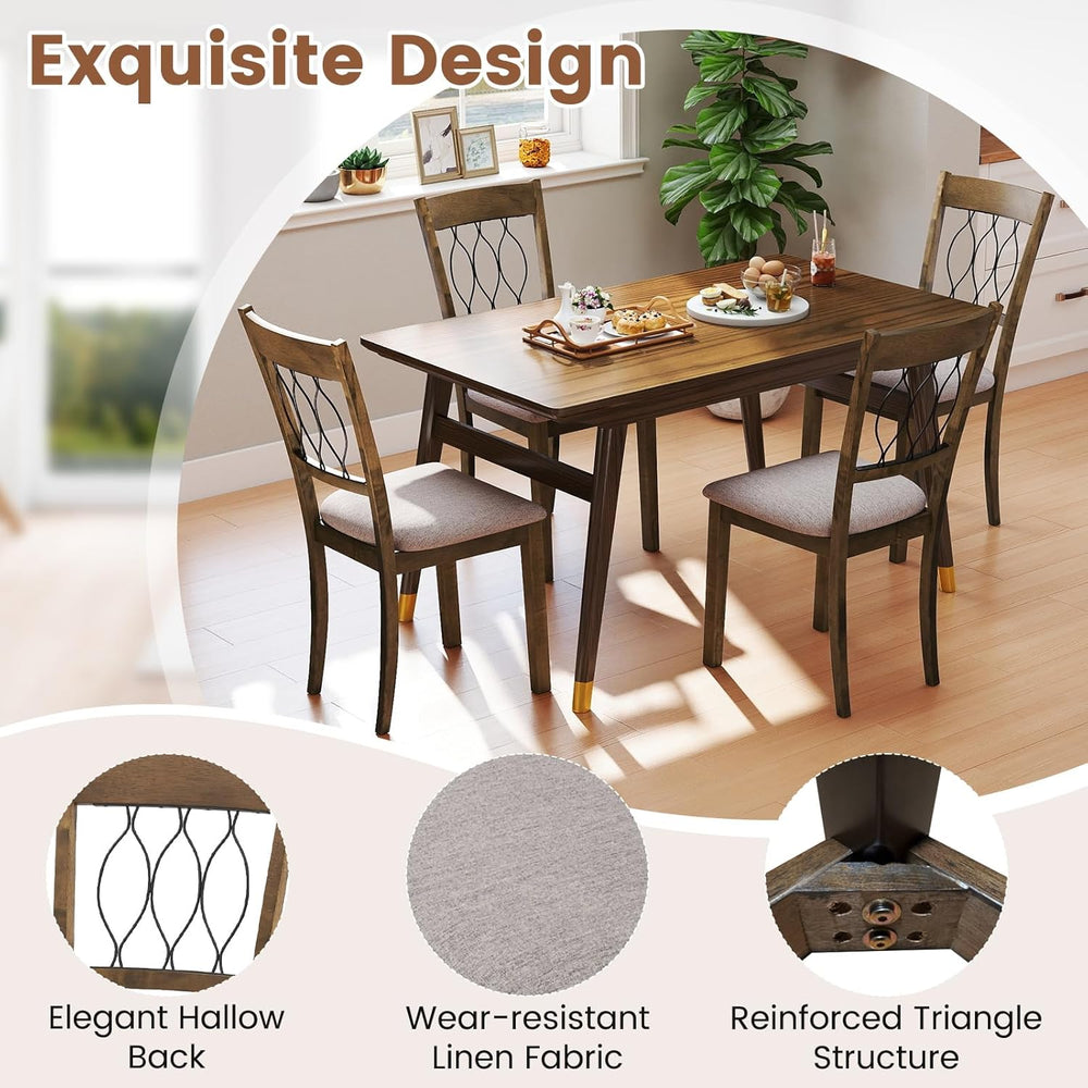 Giantex Dining Chairs Set of 4, Fabric Upholstered Armless Kitchen Chairs w/H...