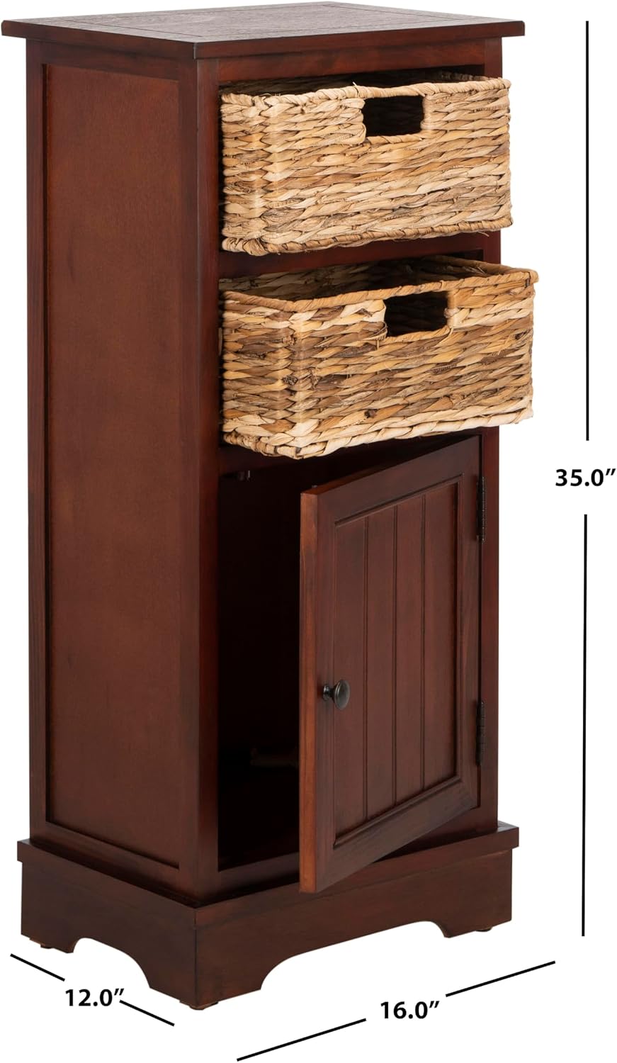 SAFAVIEH Connery Wood Storage Cabinet, 35" Farmhouse Cherry AMH5742C