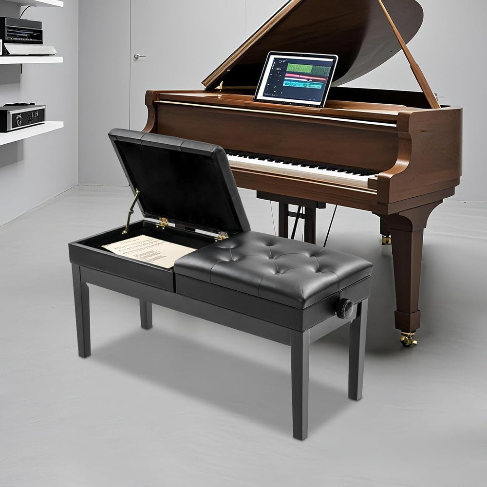 AngelcityCC Longer Duet Piano Bench with Storage, Adjustable Height Double Ke...